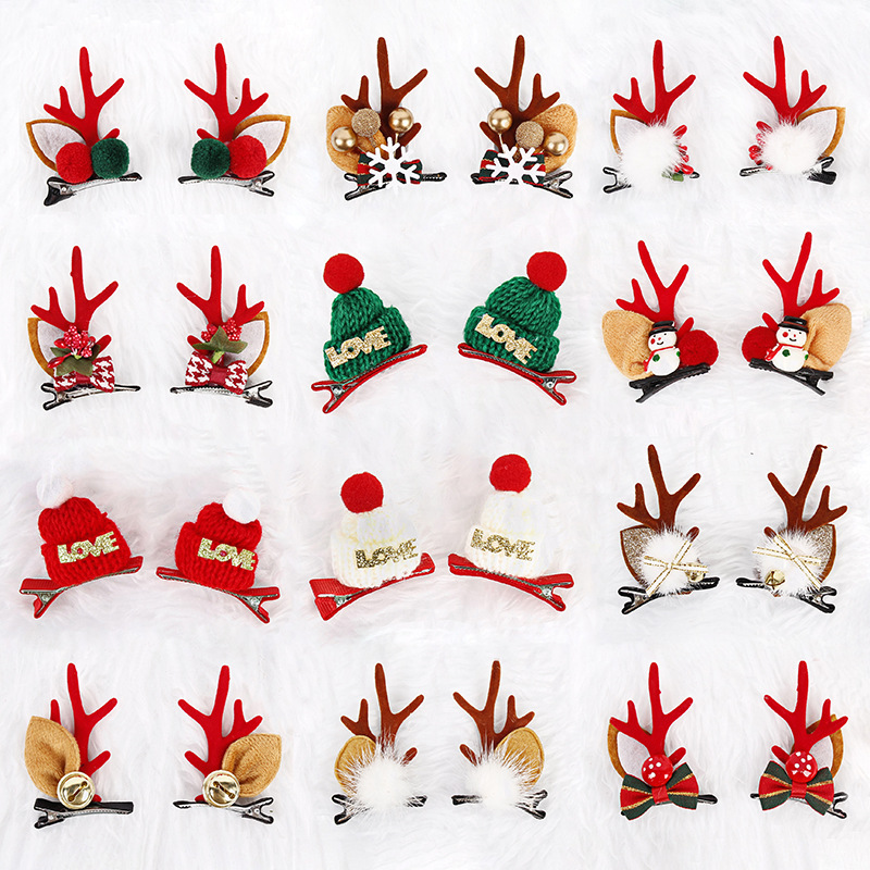 Flower stamens, hairballs and mink fur Festive Christmas Hair Clips for Girls & Women - Fabric & Metal Design โ image 2