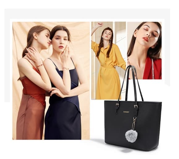 Women's Large Capacity PU Leather Tote Bag, Elegant Shoulder Bag for Work Shopping Party, Black — image 2