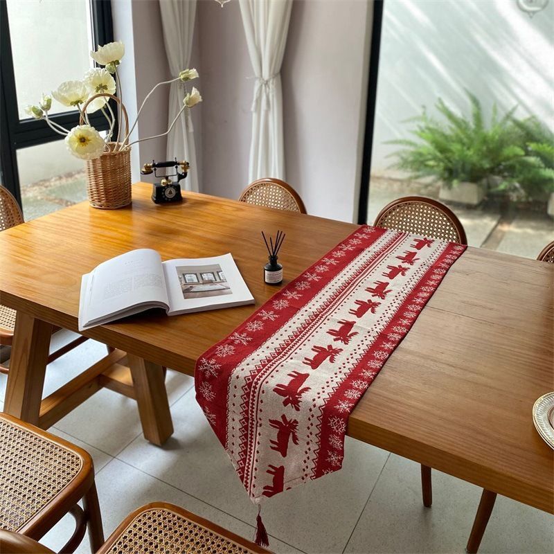 Christmas Decorative Table Runner, Long Dining Table Mat, 33*180cm, Pattern 05