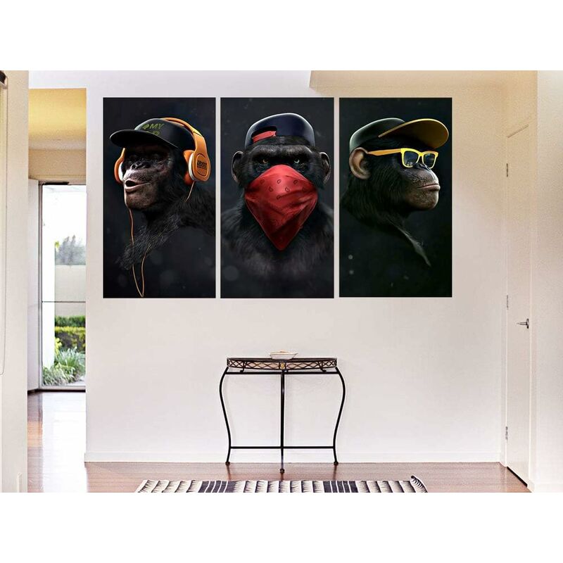 Wise Monkeys Wall Art on Canvas - Modern Home Decor - 30 × 50 cm, 3 Pieces — image 4