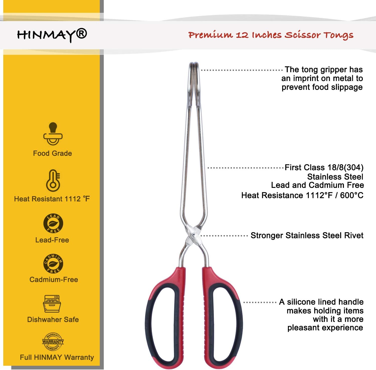 Stainless Steel Scissor Tongs with Comfort-Grip Handle 12-Inch, Set of 2 — image 2