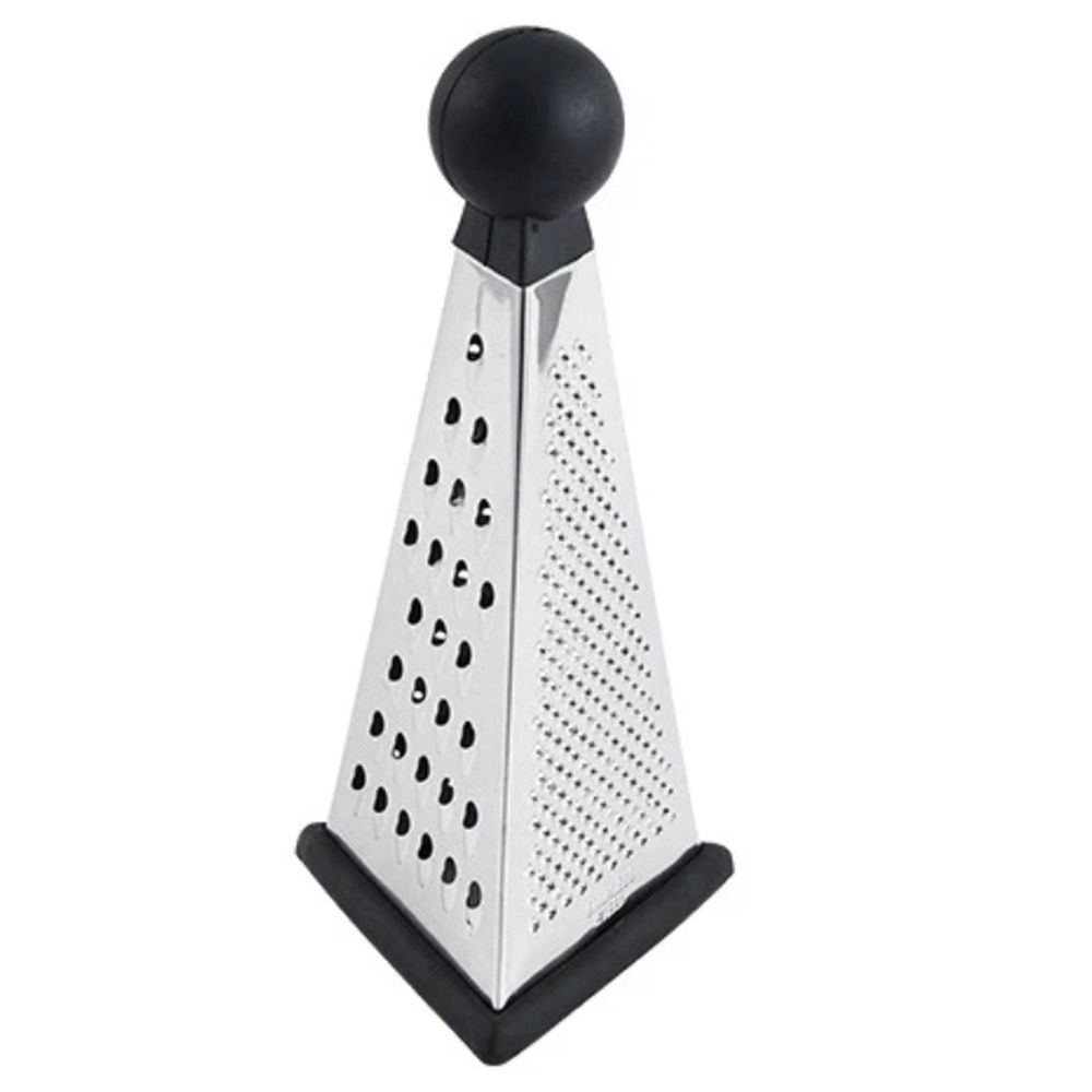 Kitchen Craft Box Grater with Pyramid Design, Stainless Steel, 24 cm, Silver/Black, for Potato, Chocolate, Parmesan, Ginger