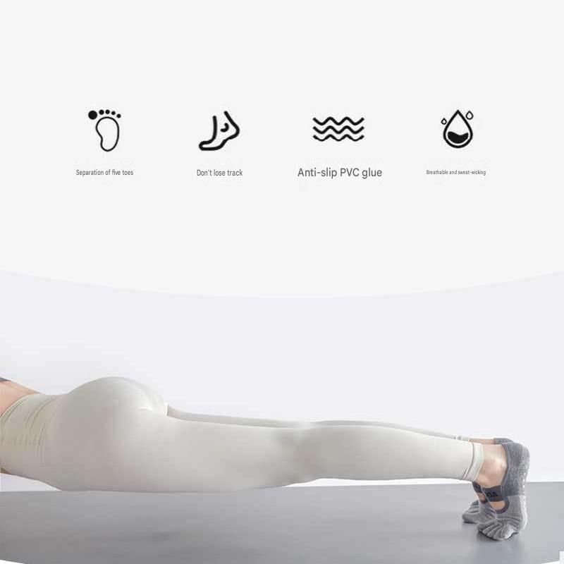 Purple Non-Slip Five Toe Yoga Socks - Cotton Blend with PVC Grip Dots, Breathable & Secure Fit for Pilates, Dance, and Indoor Fitness Training — image 6