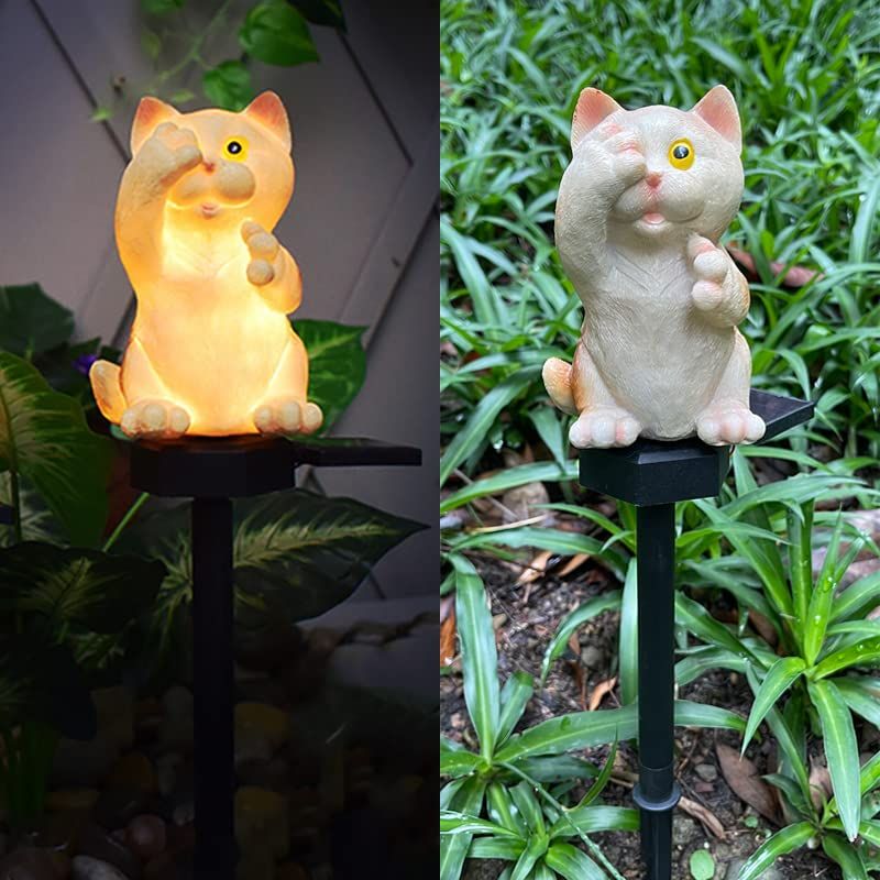 Outdoor Path Solar Powered Cat Stake Lights for Walkway Yard Lawn Landscape Lighting - Cat Solar Cat Outdoor Garden Light