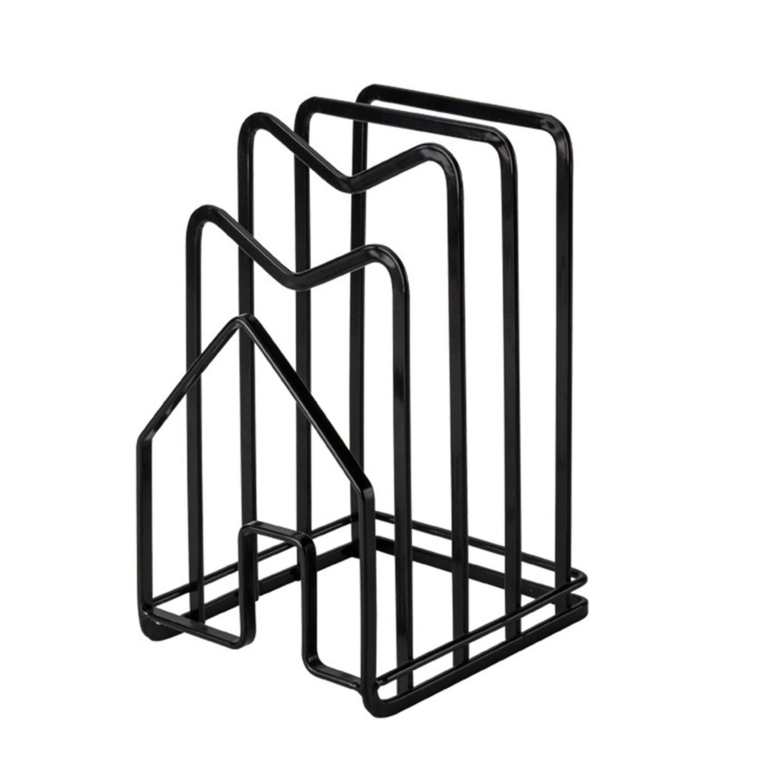 Chopping Board Storage Rack Multifunctional Pot Pan Lid Stand Holder Iron Good Ventilation Kitchen Countertop Organizer Black Standard — image 4