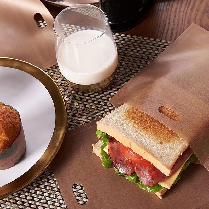 Toaster Bags, 10pcs Reusable Non-Stick Sandwich Toaster Bags Washable Heat Resistant Sandwich Bag Pockets for Grilled Cheese — image 3
