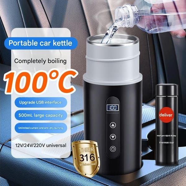 Upgraded Car Electric Kettle 12V/24V 316 Stainless Steel 500mL — image 2
