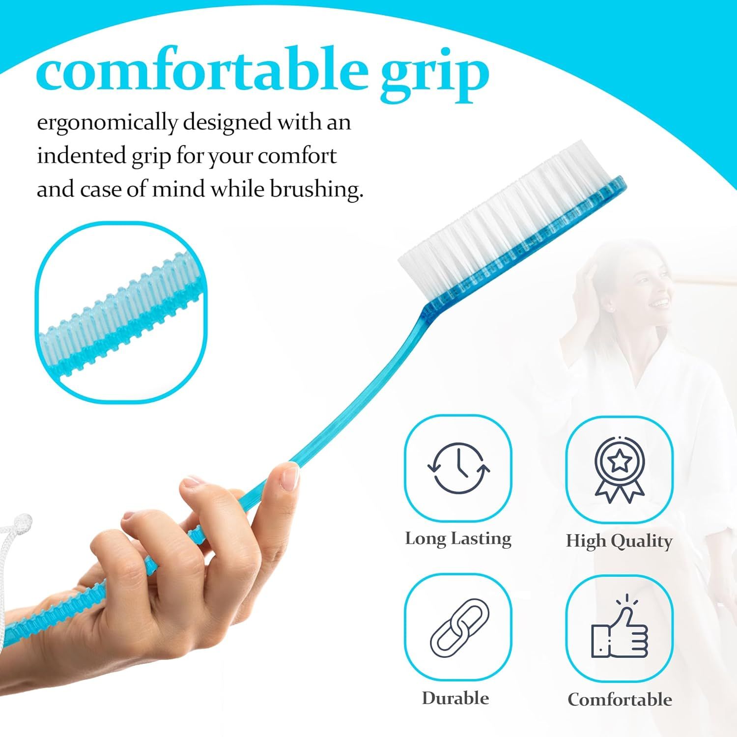 (Random Color, 1 Pack) Bath Brush with Bristles, Long Handle for Exfoliating Back, Body, and Feet, Bath and Shower Scrubber โ image 5