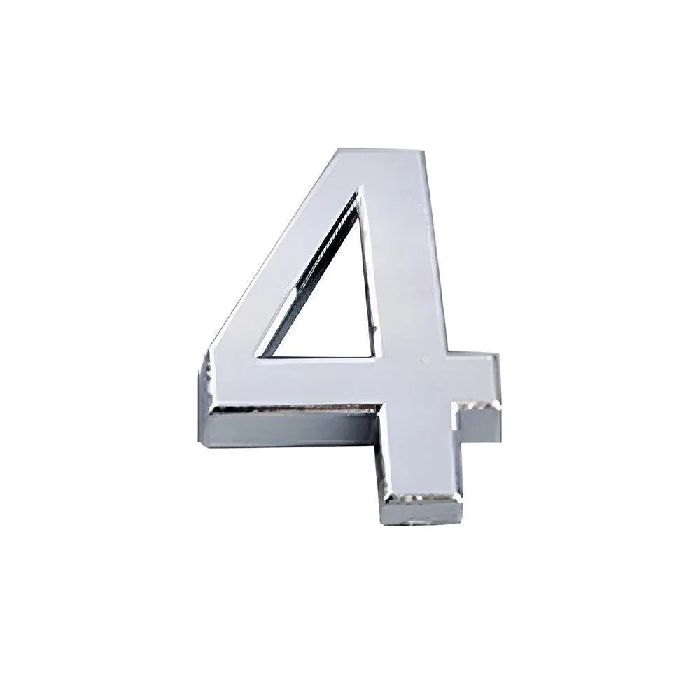 A-Z Alphabet Letters Car Sticker Self Adhesive Auto Badge Emblem 3D Chrome Good - Number 4
