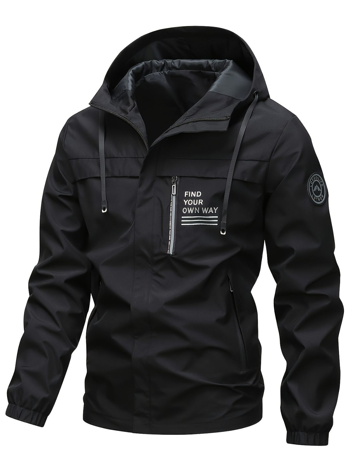 Men'S Hooded Windbreaker Lightweight Windbreaker Casual Jacket With Pockets - Dark Gray - Size XL(AU XL/EU52) โ image 4