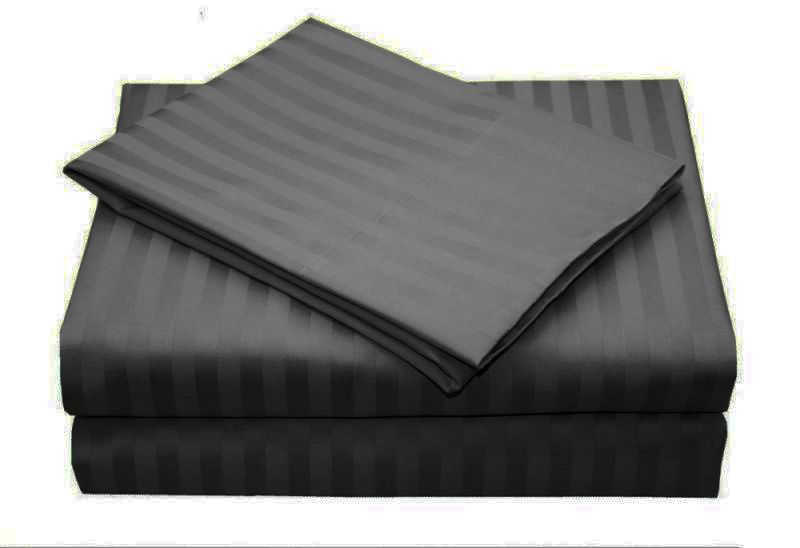 1000TC Ultra Soft Striped King Size Charcoal Duvet Quilt Cover Set — image 3