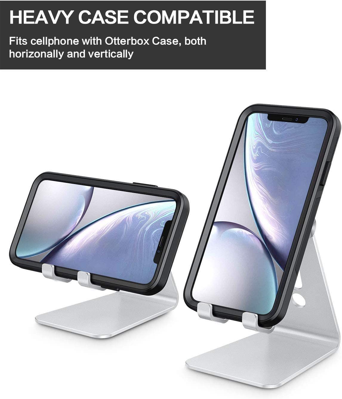 Adjustable Cell Phone Stand, Aluminum Desktop Cellphone Stand with Anti-Slip Base and Convenient Charging Port โ image 5