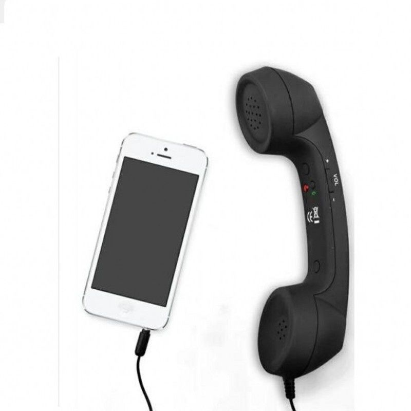 3.5mm Telephone Handset Cell Receiver Mic Microphone Speaker for Mobile Cellphone Smartphone (Black)