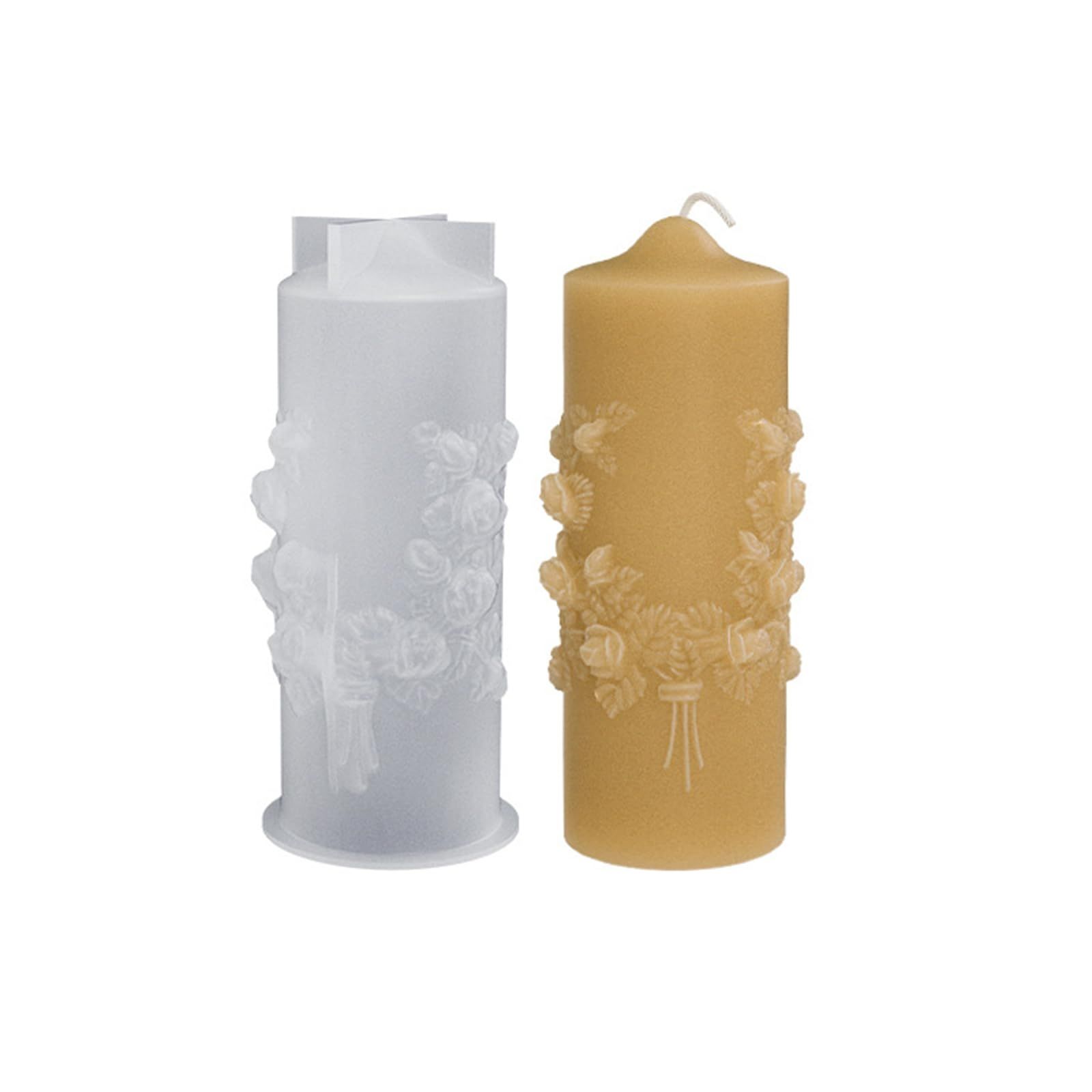 Flower Pillar Candle Molds 2pcs Rose of The Valley Cylinder Silicone Molds for Candle Making Soaps Resin Clay Decoration Crafts — image 2