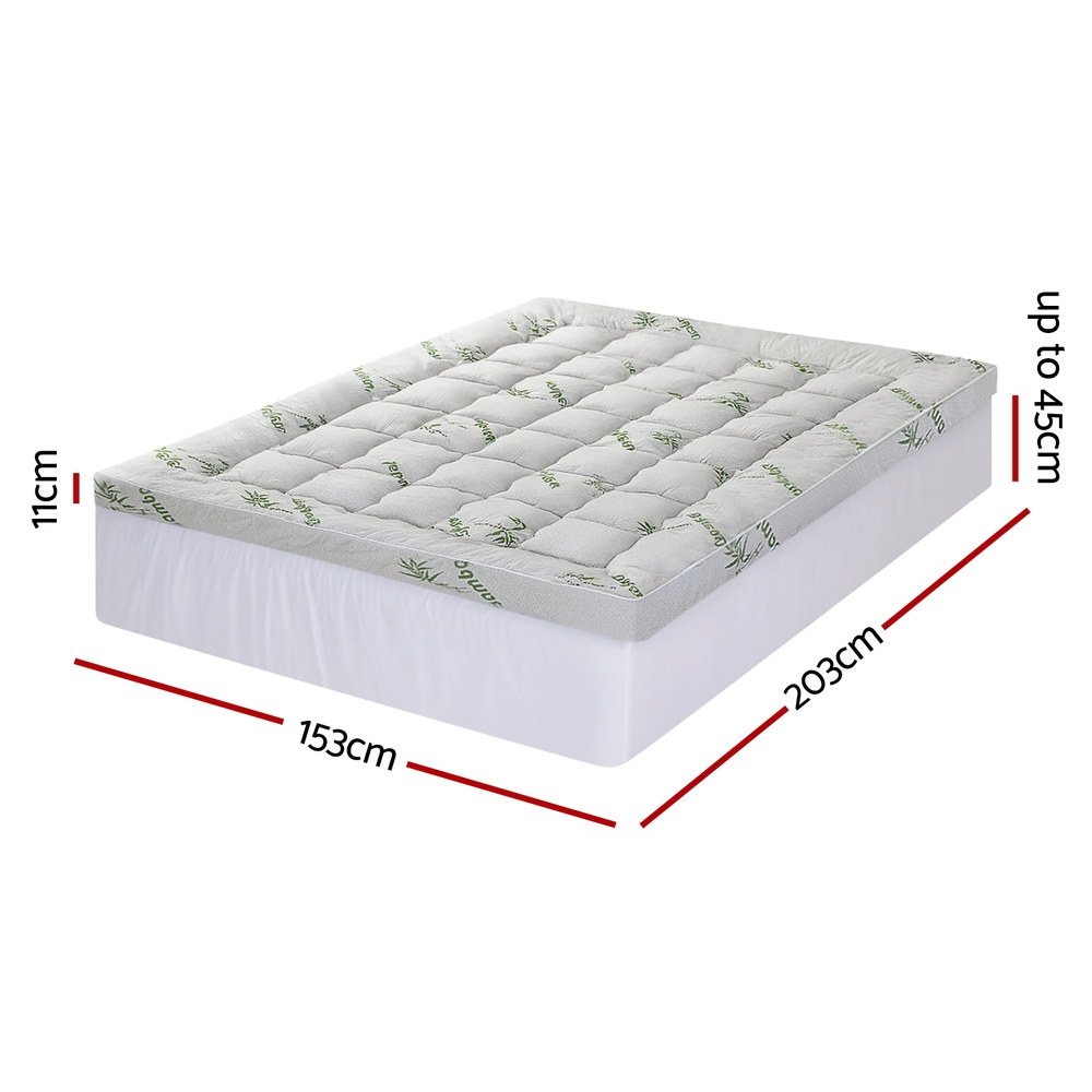 Giselle Bedding 1500GSM Pillowtop Mattress Topper Bamboo Mattress Pad for Back Pain Relief Washable 11cm Thick Bed Cover with 45cm Deep Pocket Queen — image 3