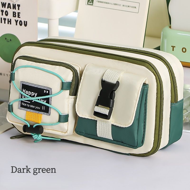 Tactical Style 9-Layer Large Capacity Pencil Case | Durable Woven Fabric, Flip-Top Wide Opening, Holds Hundreds of Pens, Desktop Storage Essential for Students