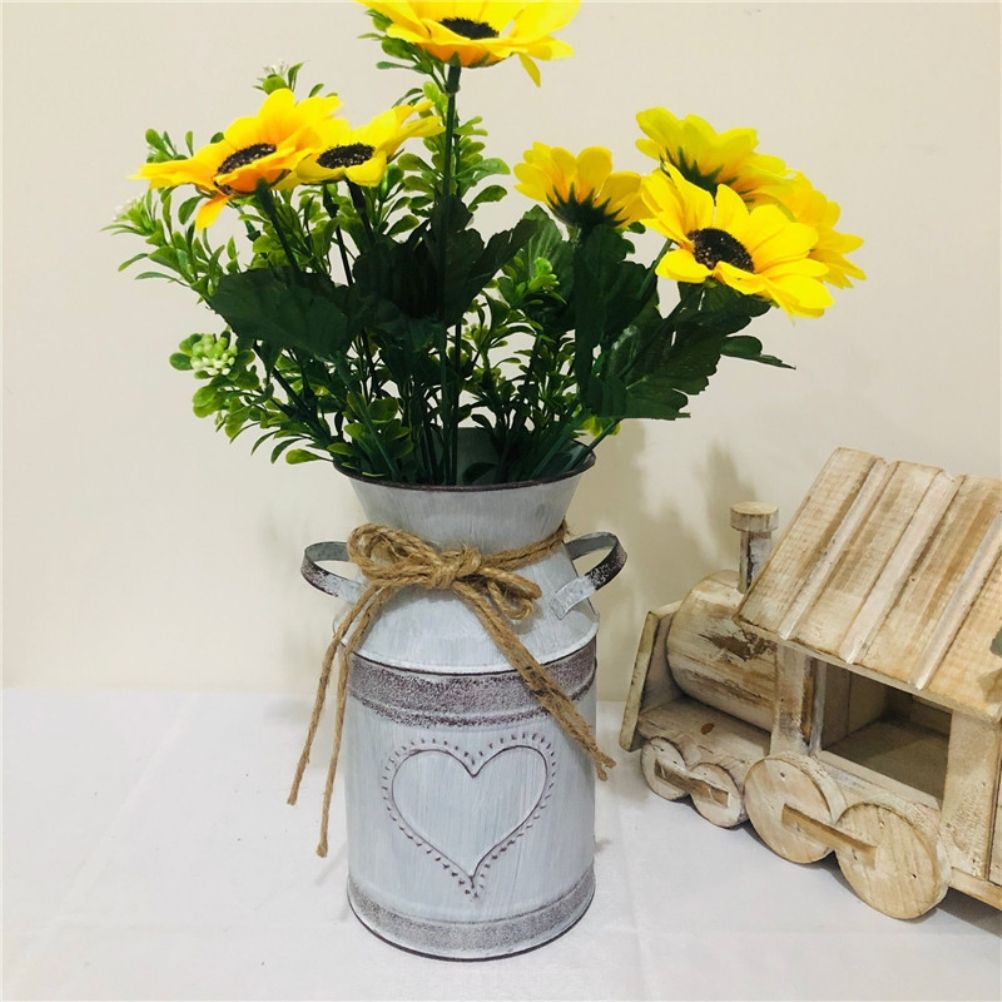 Vintage Flower Pot Iron Flower Pot Rustic Flower Bucket Metal Bucket Decorative Vase Pot for Garden Living Room Table Decoration — image 5