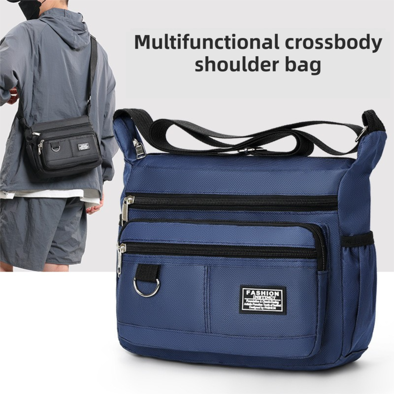Grey Men's Waterproof Oxford Cloth Crossbody Bag - Durable Anti-Theft Shoulder Backpack for Business, Travel & 10-inch Tablet โ image 2