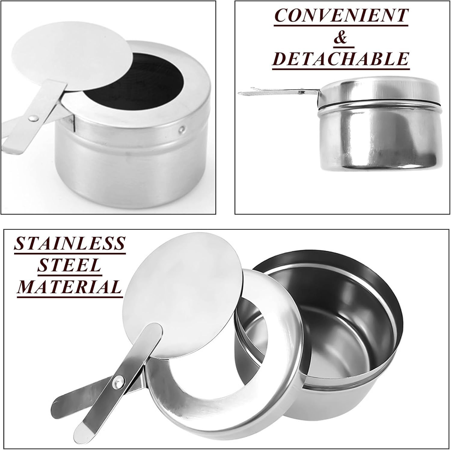 8 Pack Chafing Fuel Holder, Stainless Steel Chafe Wick Fuel Holder with Safety Cover Canned Heat Box Holder for Chafing Dish, Buffet, Barbecue, Parties — image 4