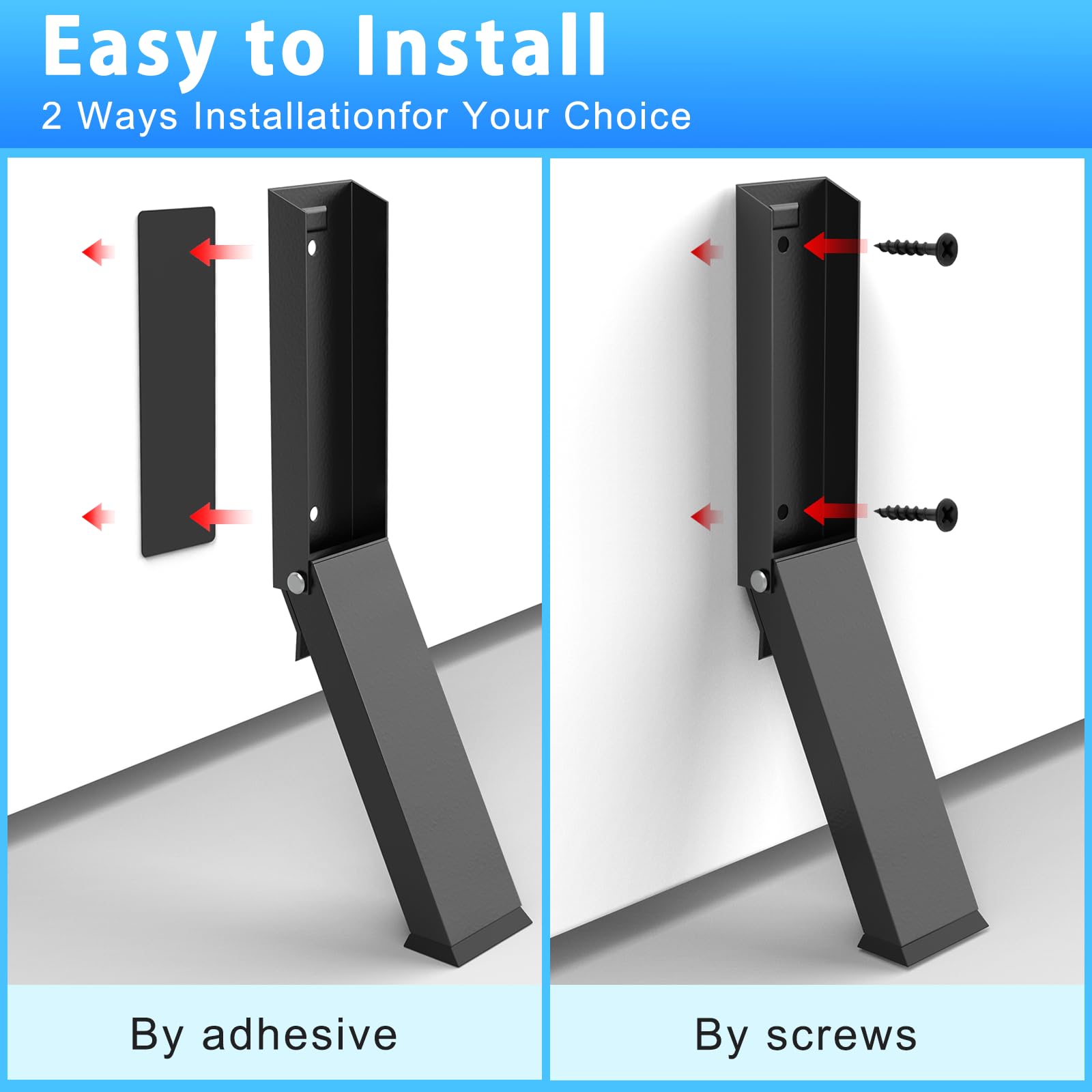 Foot-Operated Door Stopper with Magnetic Hold – Adjustable, Non-Slip Rubber Tip, Easy Install via Adhesive or Screws, Fits All Floor Types (Black) — image 4