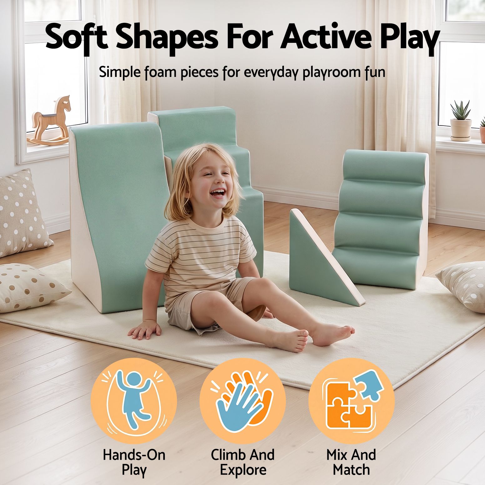 Keezi Kids Climbing Blocks 4-Piece Foam Toddler Playset Soft Indoor Climbing Toy Rocker โ image 6