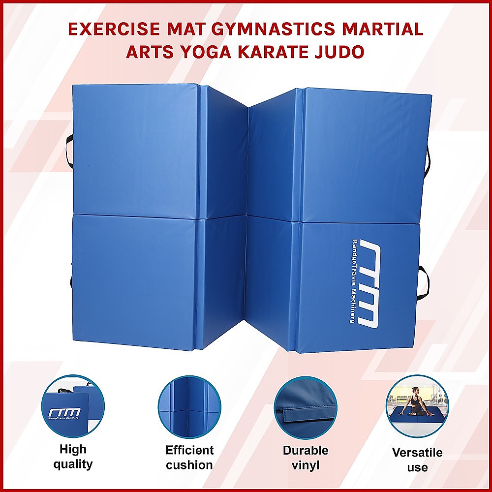 Folding Blue Exercise Mat – Gymnastics, Martial Arts, Yoga, Karate & Judo Training — image 3