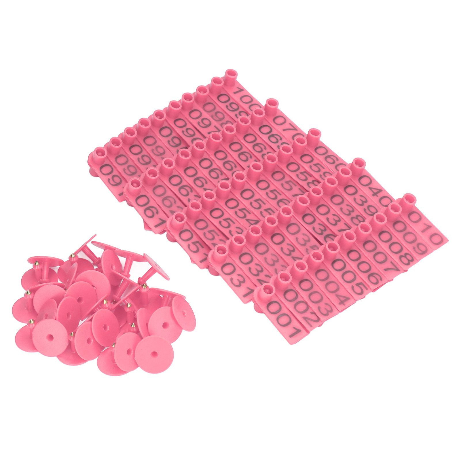 100 Sets Numbered Cattle Ear Tags Accurate Livestock Identification Card for Cow Pig Sheep Pink — image 2