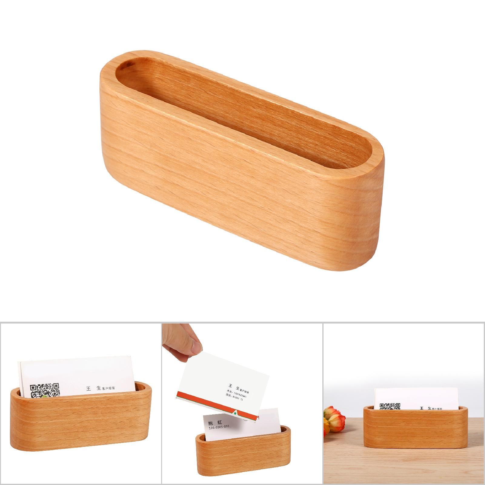 1Pc Creative Wooden Business Card Holder Case Storage Box Organizer Office Desktop Ornaments โ image 6