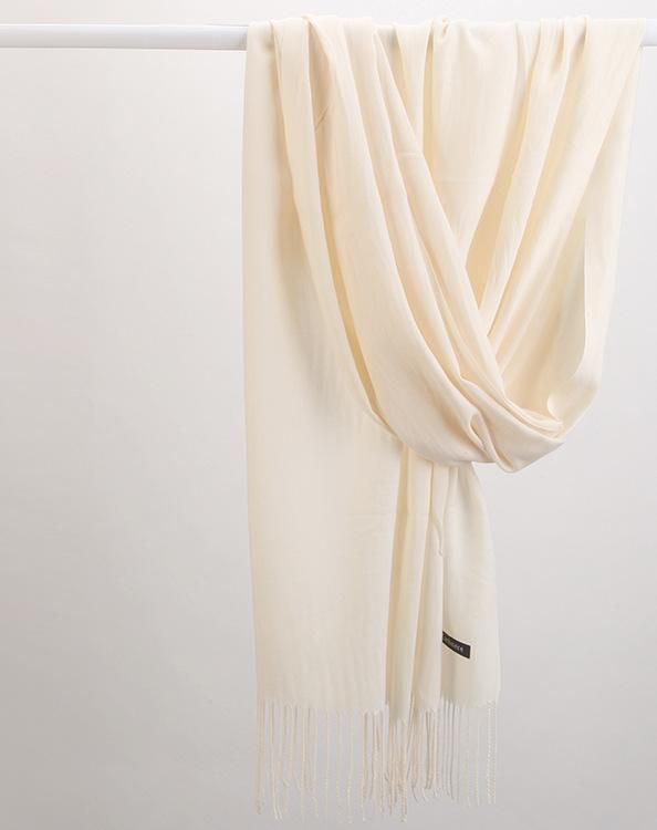 2 Pack Cashmere-Look Scarf Shawls with Fringe, Soft Warm Wraps, Light White