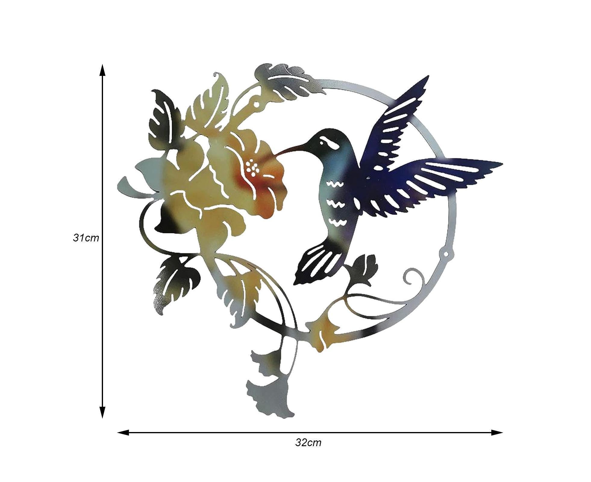 Metal Bird Wall Art Decor Hummingbird - Yellow โ image 2