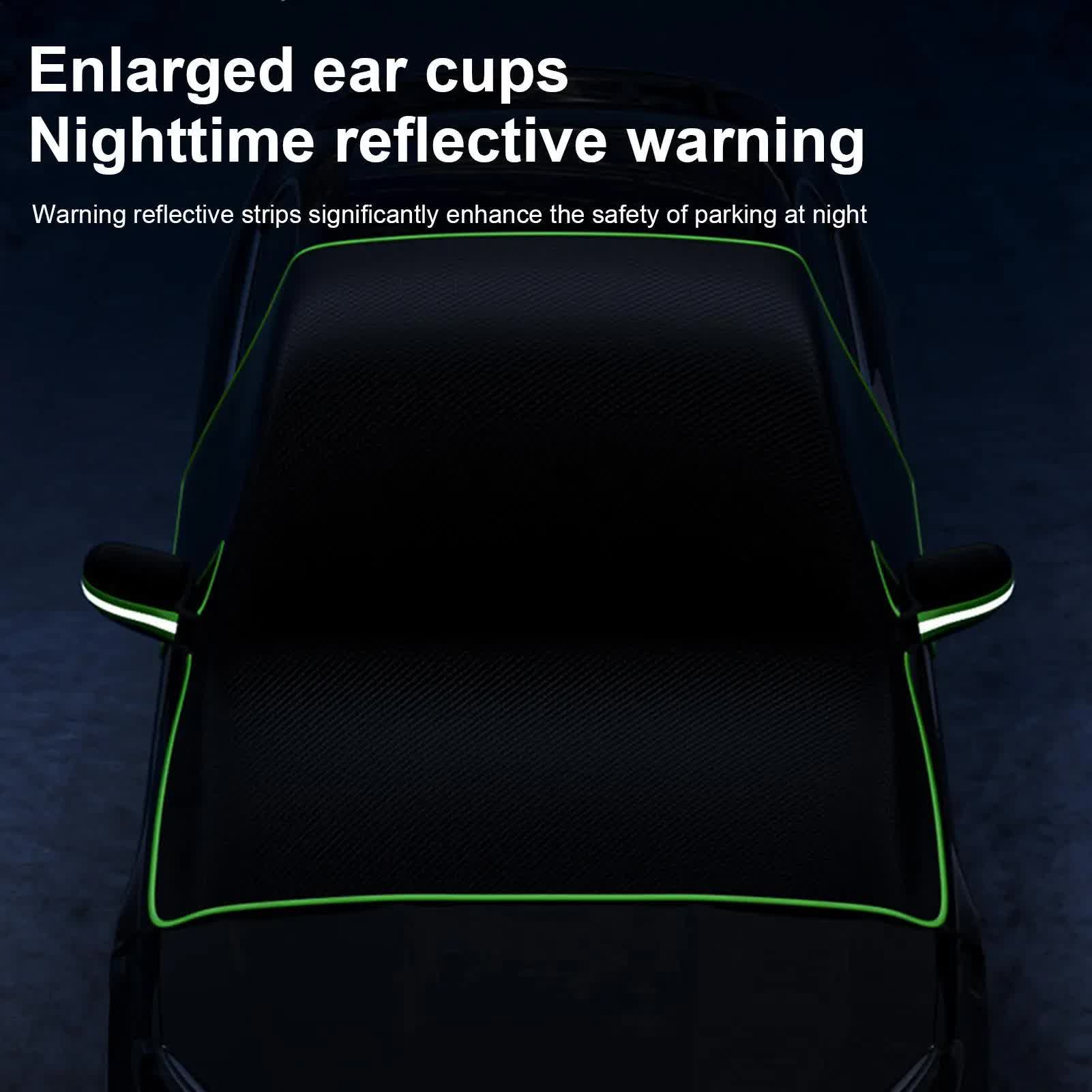 Black-Green Magnetic Car Windshield Protector with 6 Magnets & 4 Secure Straps and Reflective Safety Strips - Durable Frost & Ice Cover for All-Weather — image 5