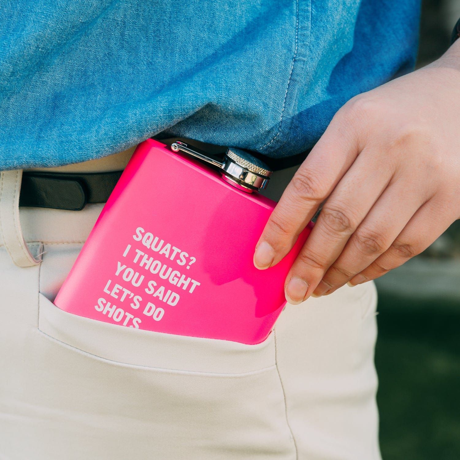 175ml Stainless Steel Hip Flask w Funny Quotes-Pink — image 2