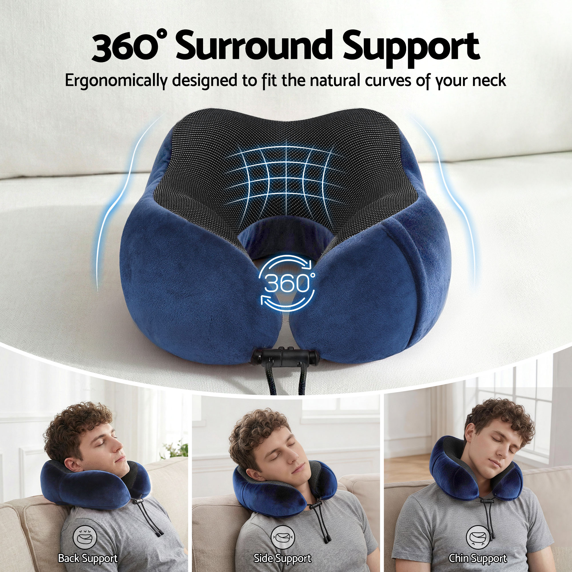 Wanderlite Travel Pillow for Airplanes Memory Foam Neck Pillows for Traveling, Soft & Washable Cover with Storage Bag, Portable Plane Accessories for Airplanes — image 4