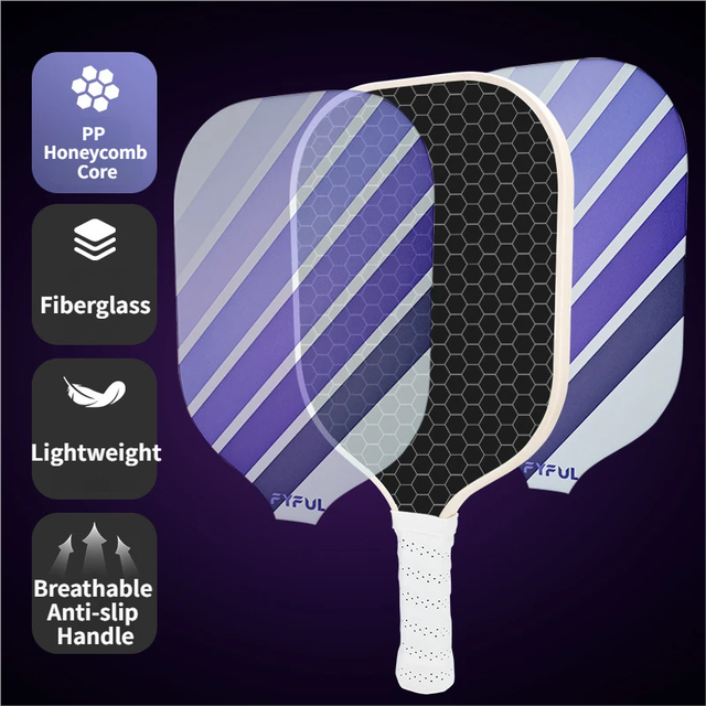 Black + Green Striped Fiberglass Pickleball Paddle – Ultra Lightweight Pickleball Racket for Outdoor Play with Large Sweet Spot, Shock-Absorbing Silicone Grip — image 2