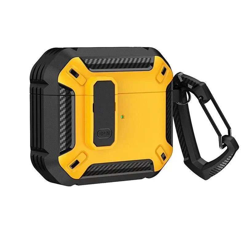 For Apple AirPods pro and pro2 Case Armor Earphone Heavy Duty Shockproof Cover - Black&Yellow For Airpods 3