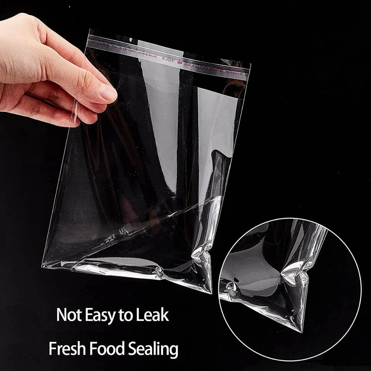 100Pcs Self-Adhesive Clear Opp Cellophane Bags with Air Hole - 8*12+2cm — image 5