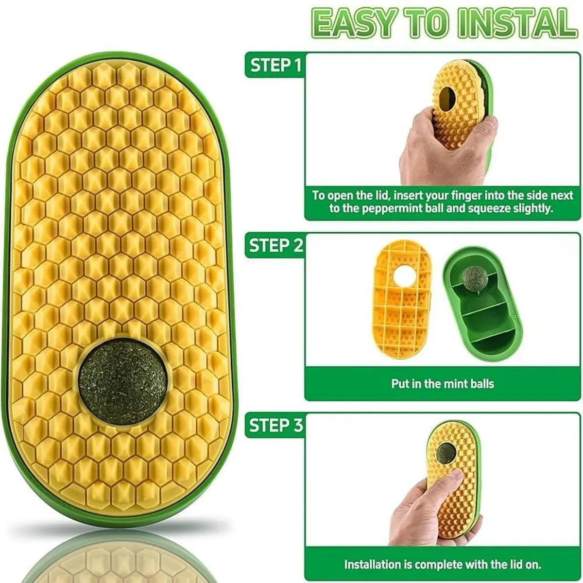 Cat Scrubber Toy for Cats Self Grooming Hair Removal Scratching Face Massage - Green โ image 6