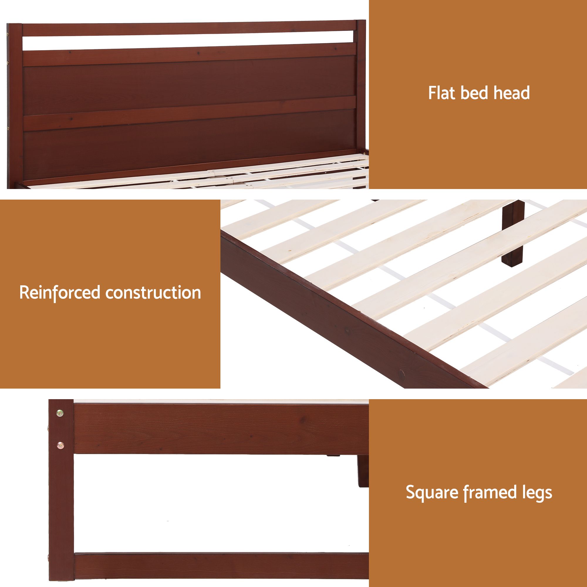 Artiss Bed Frame King Single Size Wooden Walnut WITTON โ image 6