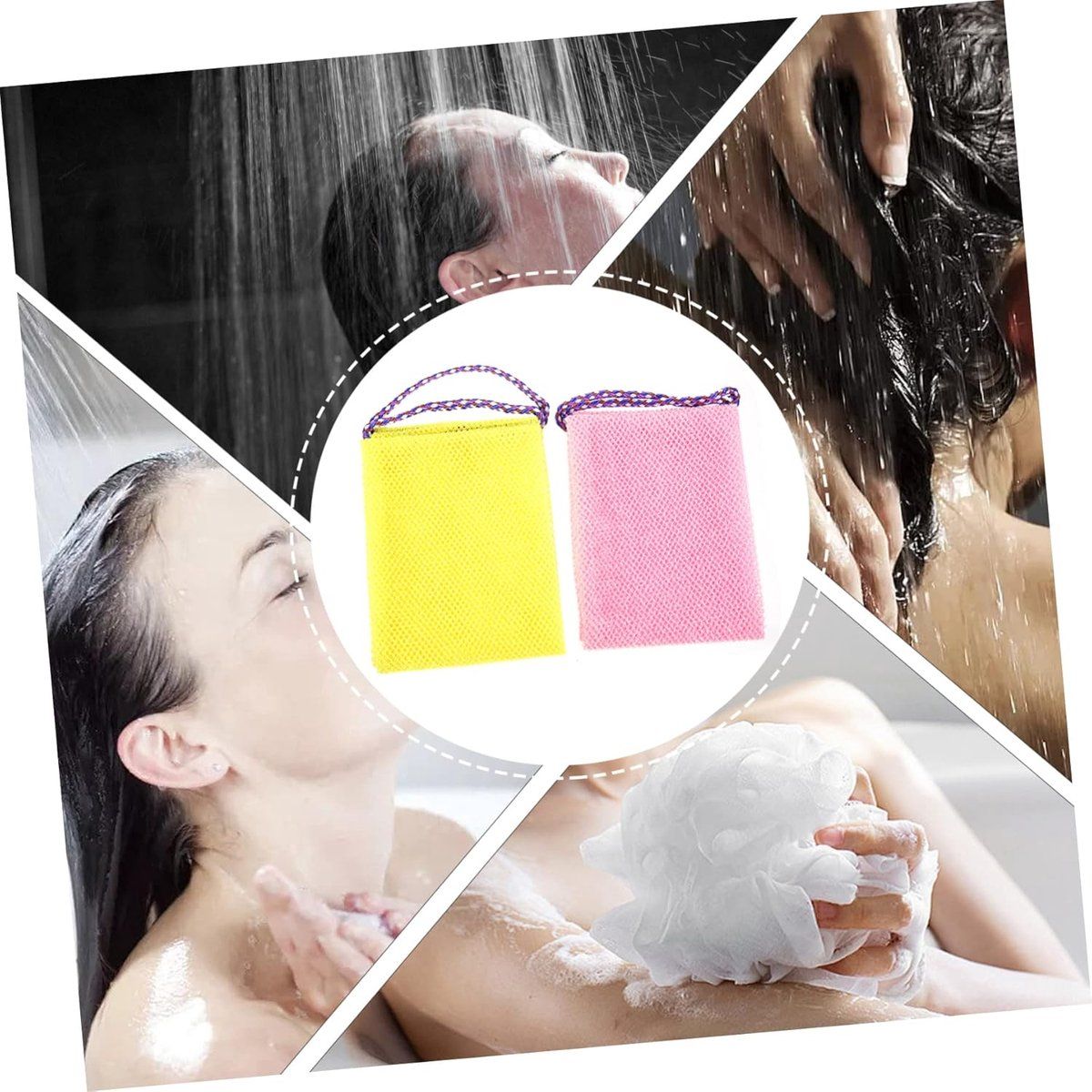 2 Pack African Net Sponges, Fast-Foaming Exfoliating Bath Sponges for Showering and Body Cleansing, 75 × 14 × 0.5 cm — image 2