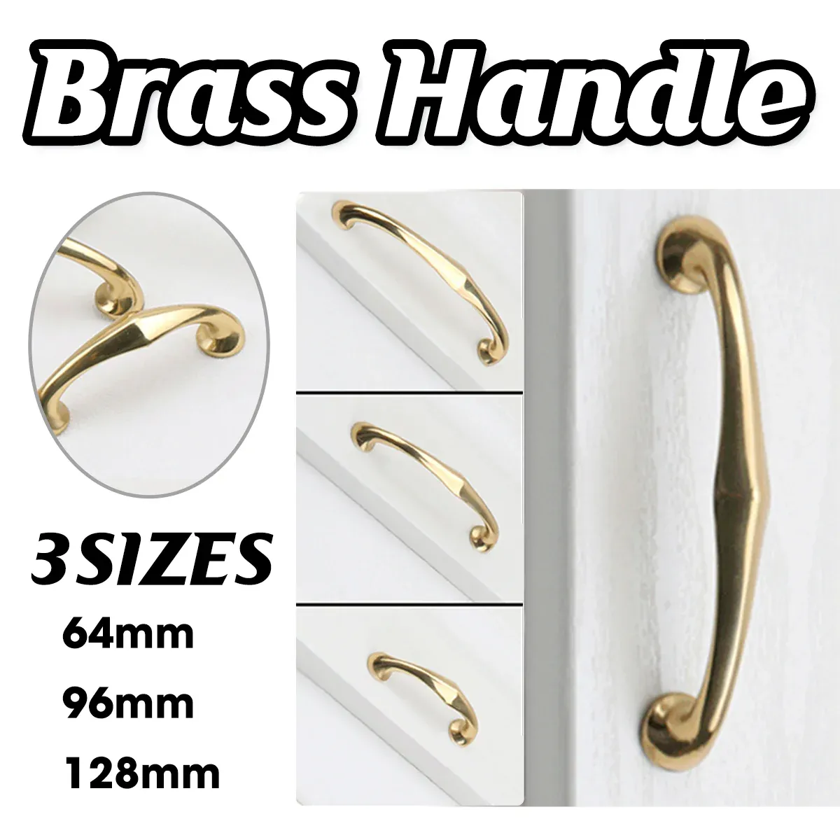 Copper Cabinet Handles Gold Drawer Pulls 3 Sizes Simple Closet Door Handle - 64mm โ image 2