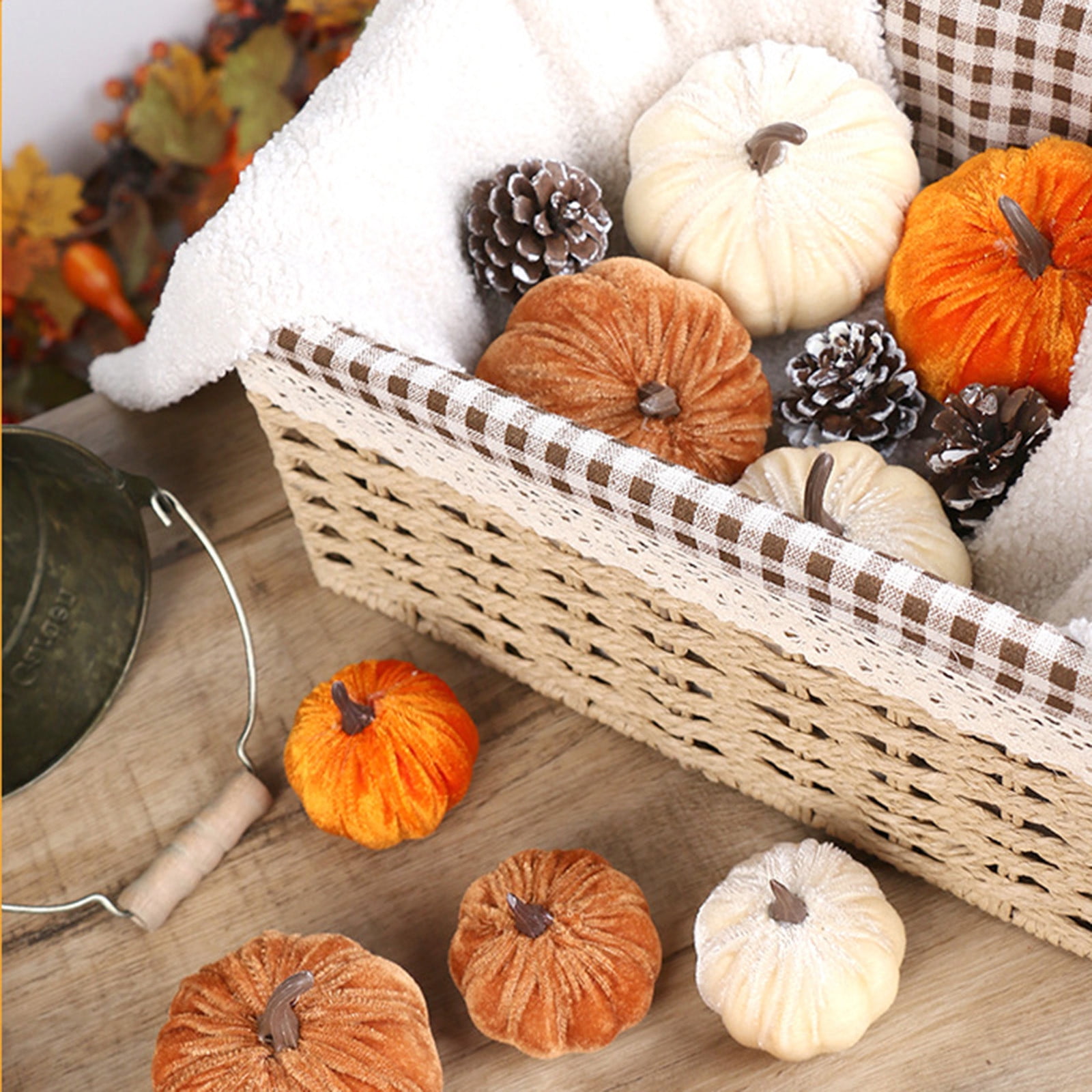 Artificial Pumpkins Decoration, Fake Faux Velvet Foam Fabric Pumpkins Ornaments, Mini Pumpkins Toy Fall Decorative Pumpkin Shaped for Thanksgiving Table Home — image 4