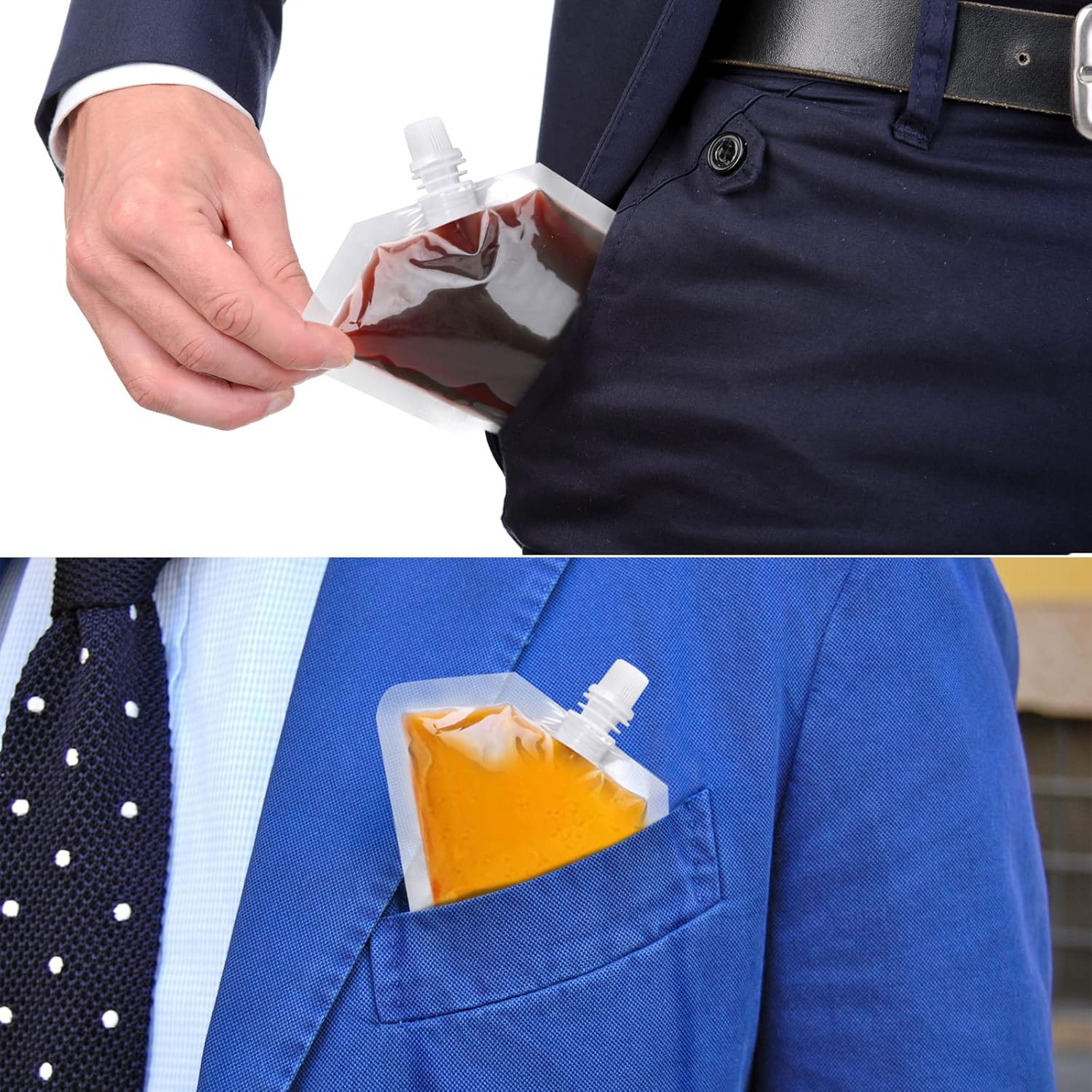 24 Pcs Plastic Flasks, 8 Oz Concealable and Reusable Drink Pouches, Leak-Proof Food Grade Plastic for Travel (8OZ-24PCS +3 Funnels) — image 6