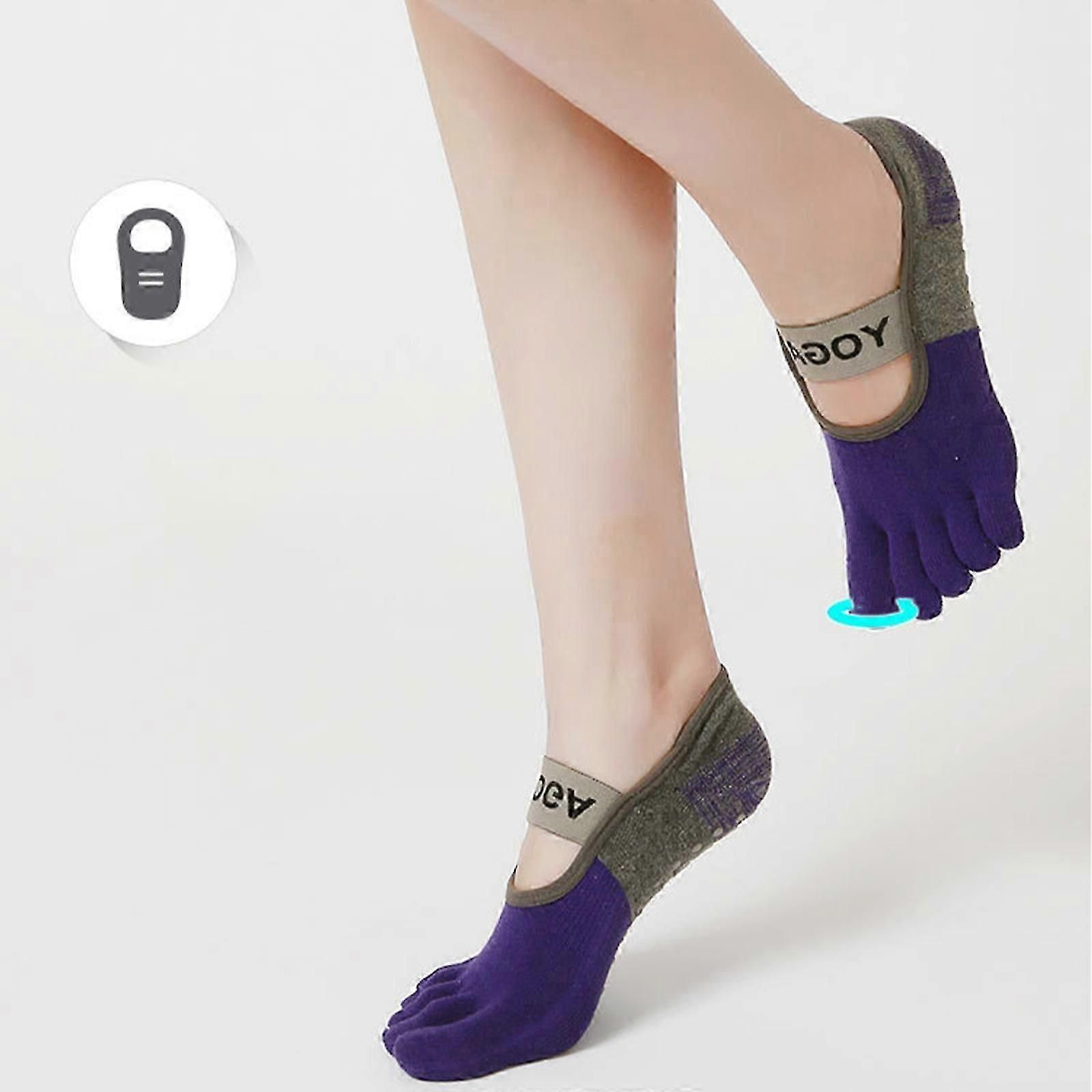 Women's Five Finger Toe Socks Non Slip Yoga Grip Socks Pilates Fitness Dance Sports Socks - Gray — image 2