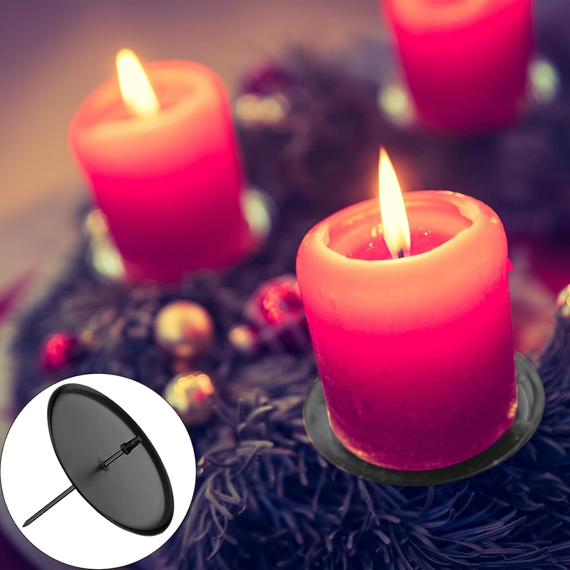 8-Pack Black Metal Candle Spikes for Advent Wreaths and Floral Arrangements, 6 cm — image 3