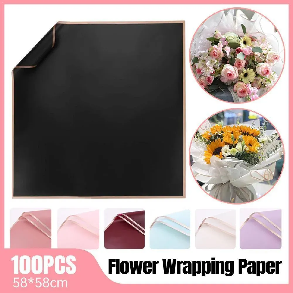 100PCS Waterproof Flower Gift Wrapping Paper Florist Bouquet Craft Packaging - Blue — image 2