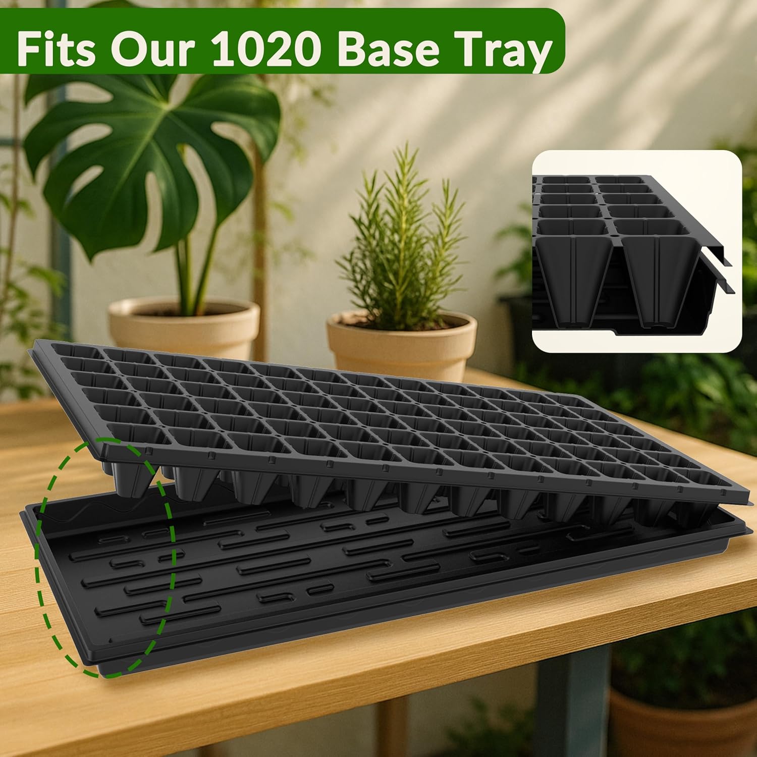 10 Pack 72 Cell Seed Starter Trays, 1.75" Deep Plug Tray for Seedlings, Thick Seedling Trays with Drainage Holes, Fit Standard 1020 Drip Tray โ image 6