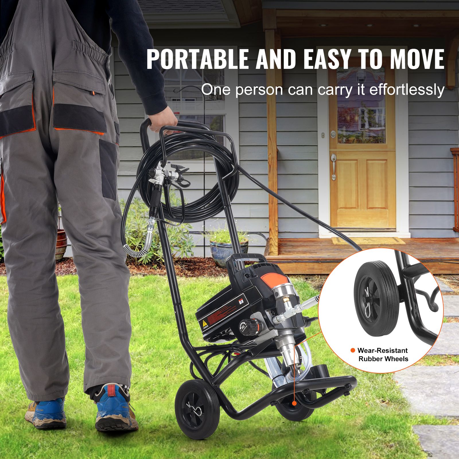 Stand Airless Paint Sprayer, 950W 3000PSI High Efficiency Electric Airless Sprayer With Cart, Fine And Even Painting Effect, Paint Sprayers for Home Interior โ image 5