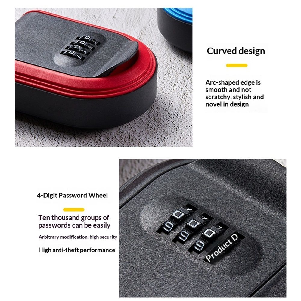 Wall Mount Key Lock Box with 4-Digit Combination Code - red Heavy-Duty Key Lock Holder, Weatherproof Outdoor Hide-a-Key Box for Home, Car, Office (Universal โ image 3