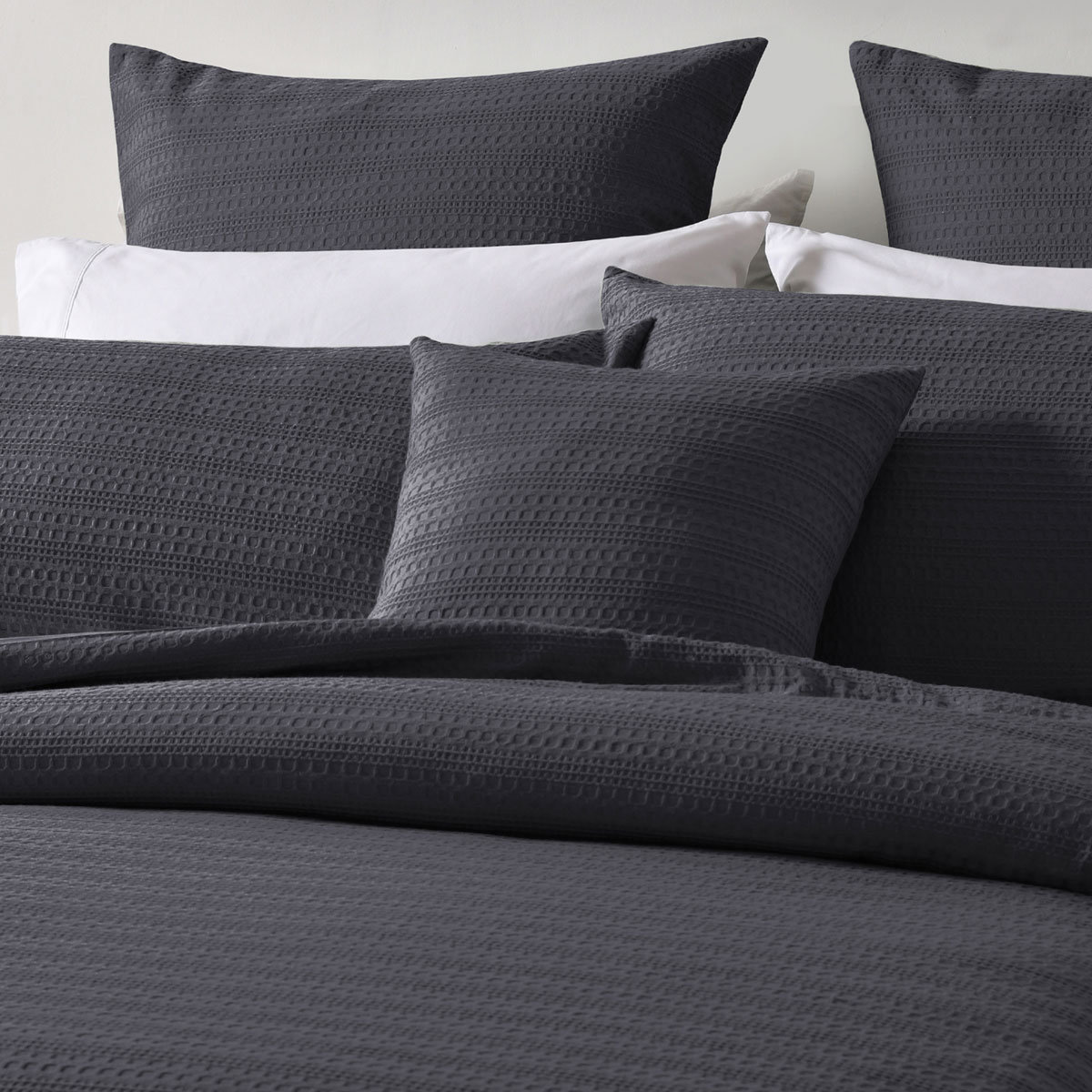 Bianca Kahlani Charcoal Waffle Quilt Cover Set King — image 3
