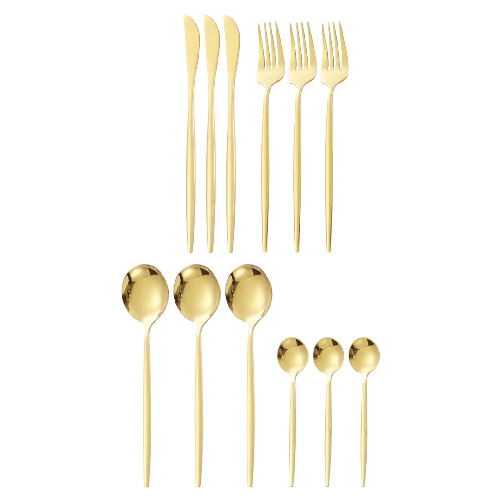 12Pcs Tableware Set Spoons Knives Forks Glossy 410 Stainless Steel Cutlery Set for Home Restaurant Gold โ image 3